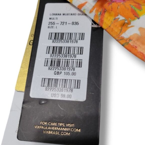 New VIX Bikini Bottom Size Large Vix Lowana Mustard Giulia Bikini Bottom Floral - Picture 7 of 7